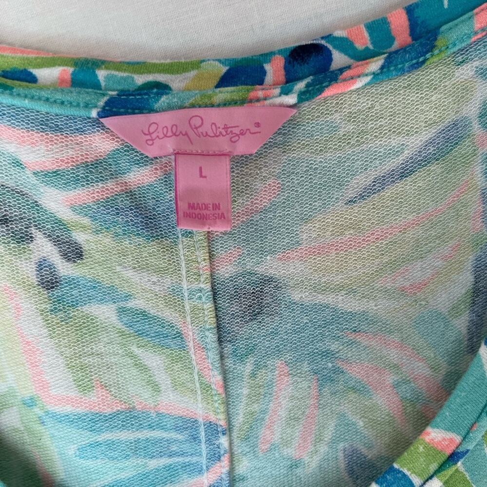 Lilly Pulitzer Blue/Green/Pink 3/4 Sleeve Shift Dress P - Picture 3 of 5